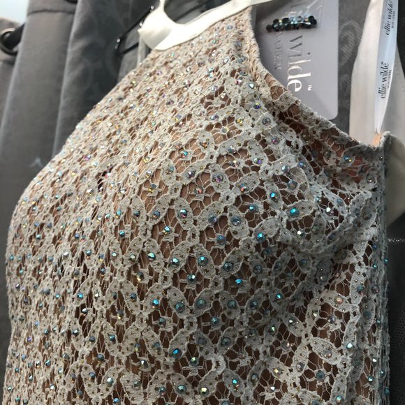 Ellie Wilde New Wedding Prom Dress, Sexy Vintage Lace Halter, Reg $999 Size 6 - Picture 3 of 7